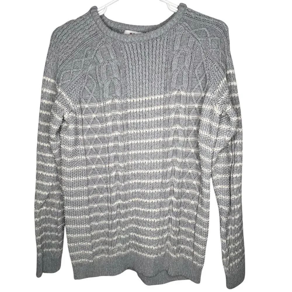 Vineyard Vines Gray,Strip Cable Knit Women’s Sweater Cozy, Preppy, Academia Sz M